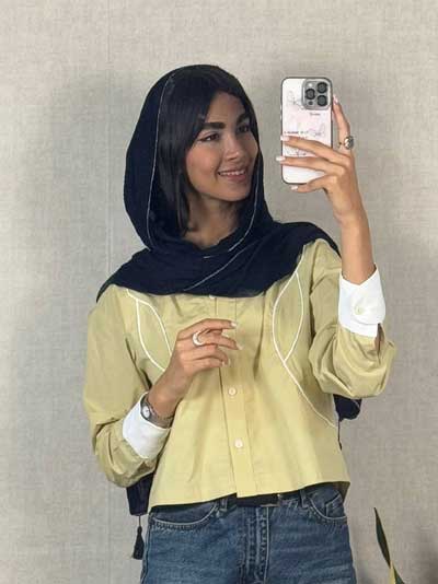 خرید آنلاین کراپ کت قیطان دوزه شده خوش تن