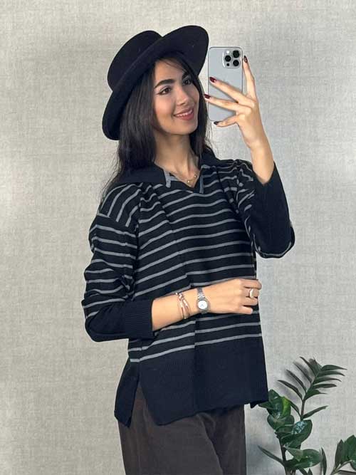 خرید بلوز بافت یقه دار