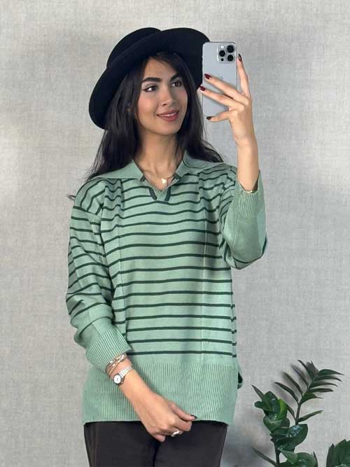 خرید بلوز بافت یقه دار