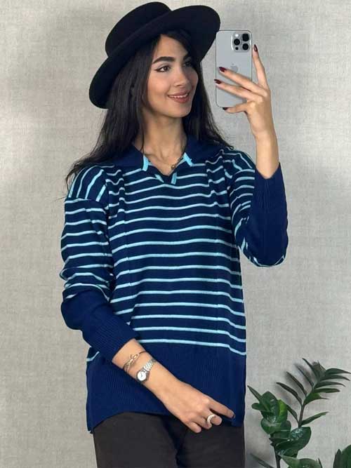 خرید بلوز بافت یقه دار