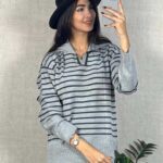 خرید بلوز بافت یقه دار