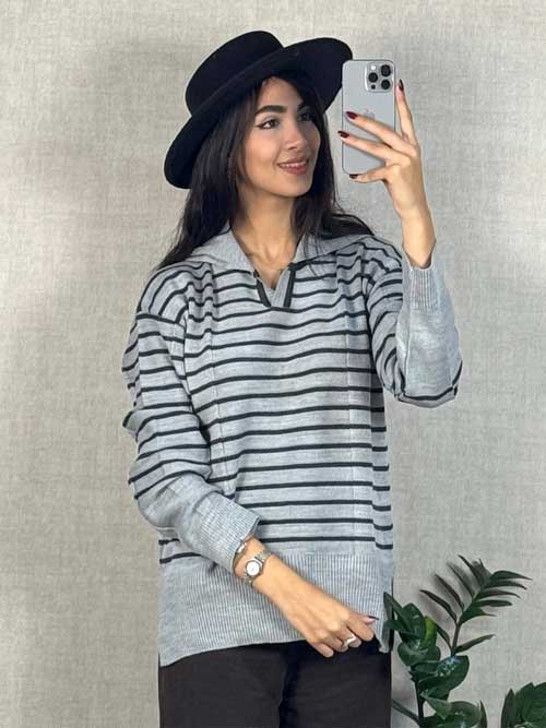 خرید بلوز بافت یقه دار